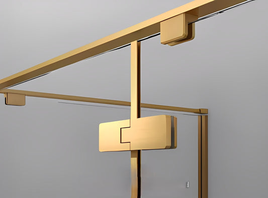 Brushed Gold Framed Shower Door Hinged L-shape