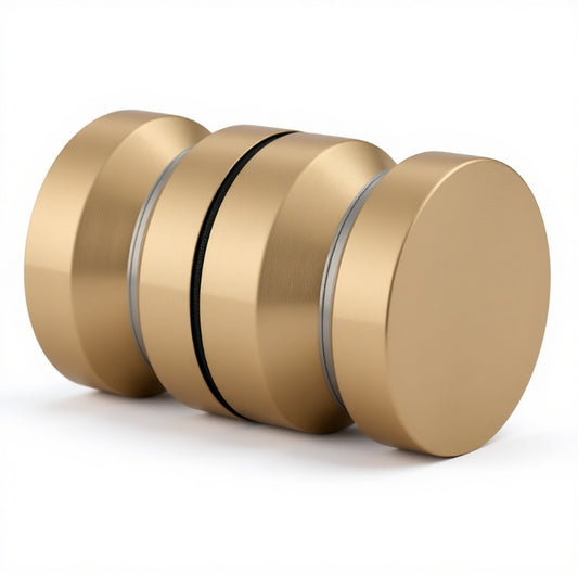 Shower Glass Door Knob, Double Sided Pull Handle for 5/16"~1/2" Glass, Stainless Steel with Matte Black Surface Shower Door Handle French Gold