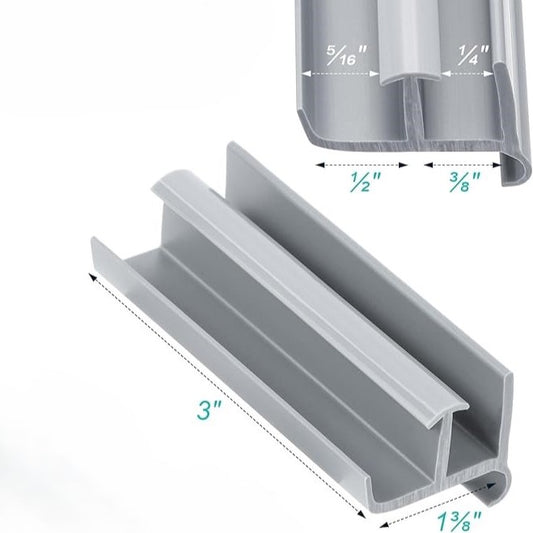 Gray Sliding Shower Door Bottom Guide Size, 3/8 In. Channel, for use with up to 7/16 inch and 5/16 inch thick glass panels
