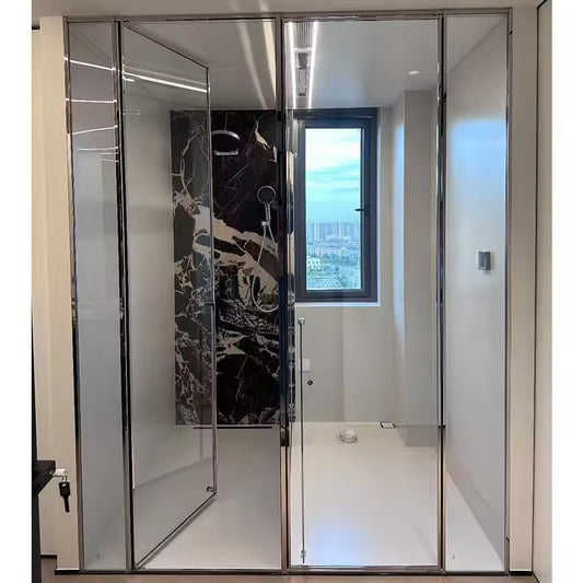 High Quality Bathroom Aluminum Framed Shower Room with T-shaped Three Fixed and Two Active Door swing shower door