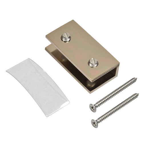No Drill Fixed Panel Glass Clamps Polished Nickel
