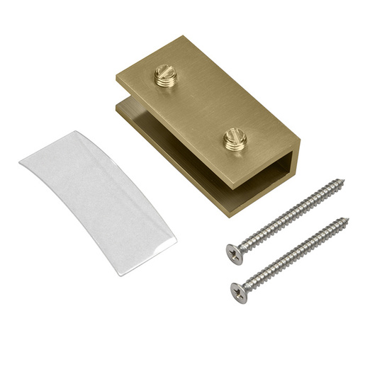 No Drill Fixed Panel Glass Clamps Brushed Bronze