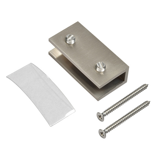 No Drill Fixed Panel Glass Clamps Brushed Nickel