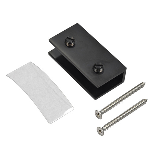 No Drill Fixed Panel Glass Clamps Matte Black