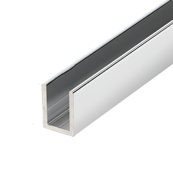 Polished Chrome Finish 1/2'' Inside Dimension Aluminum U-Channel 36'' Length (Pack of 4)