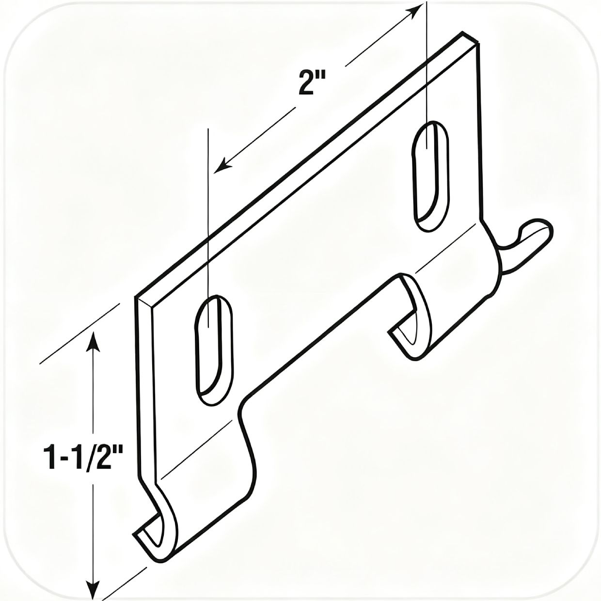 Shower Door Bottom Hook Guide Size, 2 In. Hole Center Spacing, Plastic Construction, Gray in Color