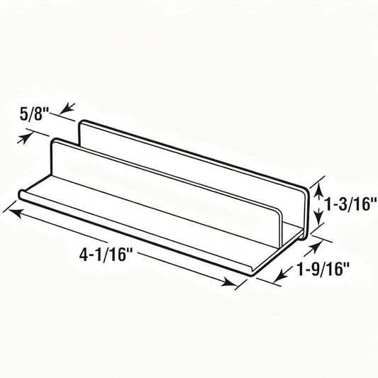 Sliding Shower Door Bottom Guide Size, 5/8 In. Channels, Plastic Construction