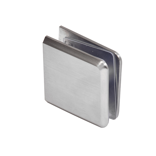 Square Beveled Glass Clamps Brushed Chrome