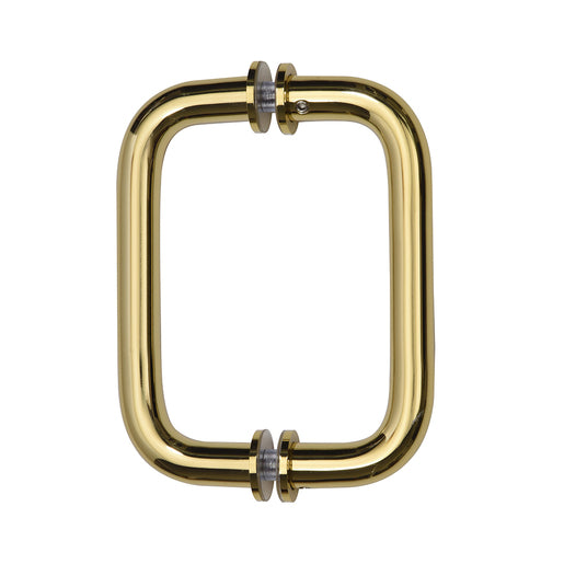6" Tubular Back-to-Back Shower Door Handle，3/4" Diameter Pull Handles with Metal Washers, for 1/4"- 1/2" Thick Glass and 1-3/8" - 2-1/6" Thick Wooden or Metal Doors Unlacquered Brass