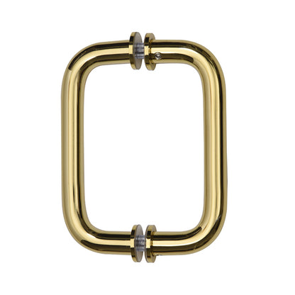 6" Tubular Back-to-Back Shower Door Handle，3/4" Diameter Pull Handles with Metal Washers, for 1/4"- 1/2" Thick Glass and 1-3/8" - 2-1/6" Thick Wooden or Metal Doors Unlacquered Brass