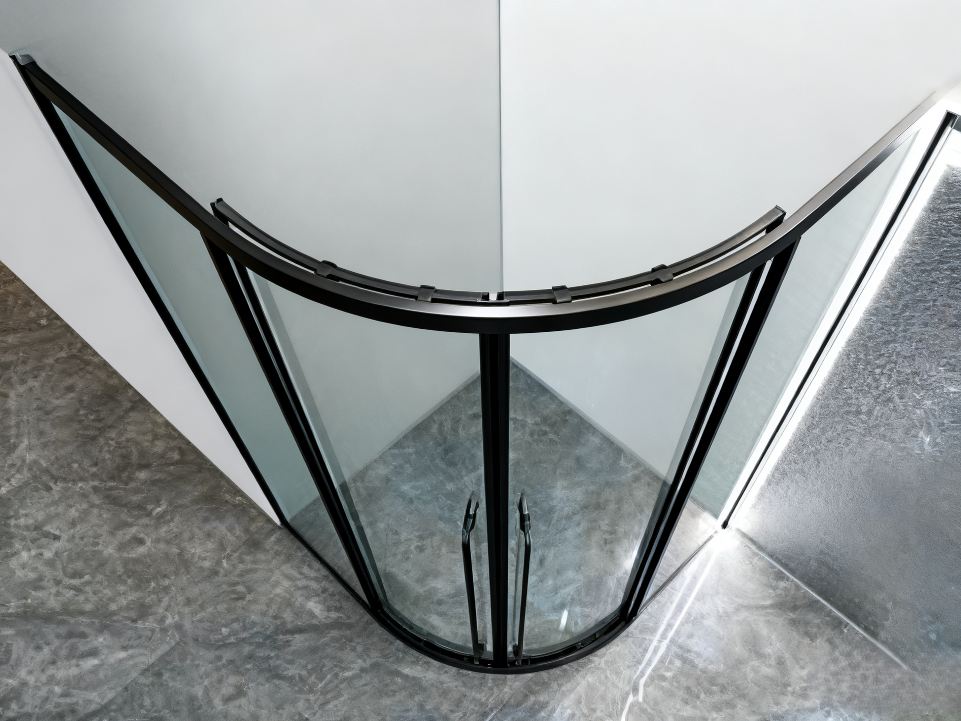Black Curved Corner Shower Door