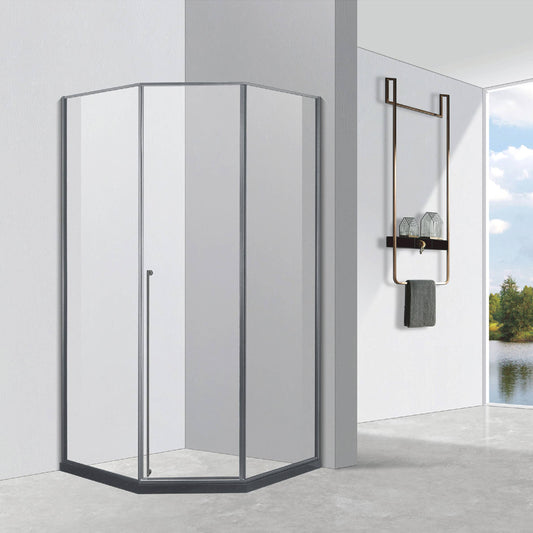 Black Diamond Swing Bath Shower Door Glass Panels Framed Shower Screen for Bathroom ST-9020
