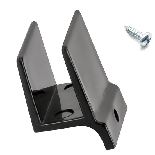 Black Shower Door Bottom Hook Guide, 2 In. Hole Center Spacing, Plastic Construction
