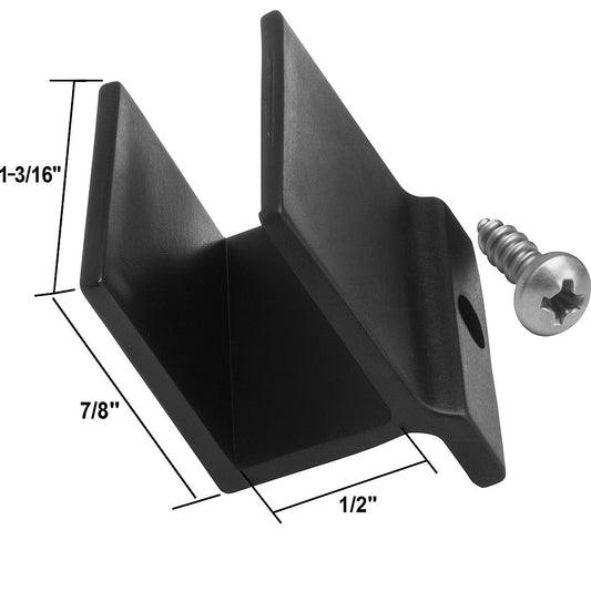 Black Shower Door Bottom Hook Guide Size, 2 In. Hole Center Spacing, Plastic Construction 