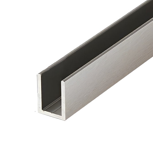 Brushed Chrome Finish 1/2'' Inside Dimension Aluminum U-Channel 36'' Length (Pack of 4)
