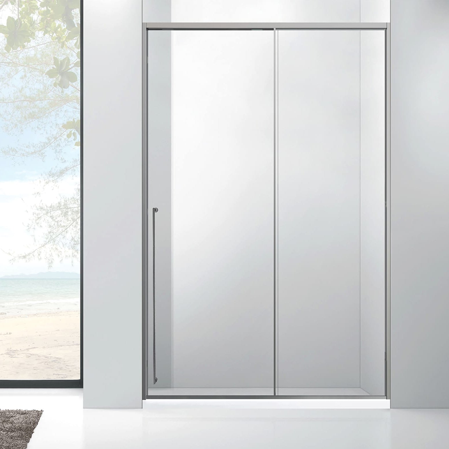 Custom Size Factory Direct Sale Gun Gray Brushed Frame Bathroom Glass Door Shower Sliding Door ST-9036