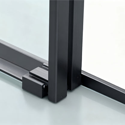 Double sliding doors with tempered glass