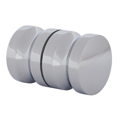 Shower Glass Door Knob, Double Sided Pull Handle for 5/16"~1/2" Glass, Stainless Steel with Matte Black Surface Shower Door Handle Polished Chrome
