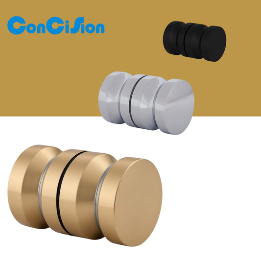 Shower Glass Door Knob, Double Sided Pull Handle for 5/16"~1/2" Glass, Stainless Steel with Matte Black Surface Shower Door Handle