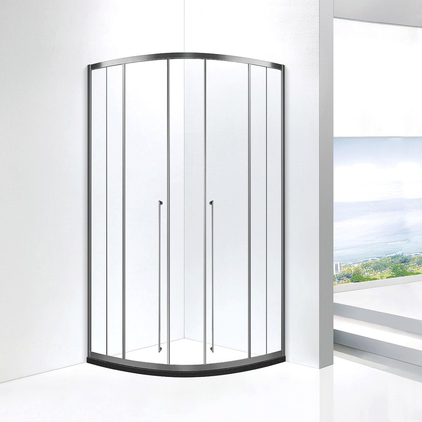 Factory Direct Supplier Bathroom Easy Installation 8mm Tempered Glass Corner Sector Sliding Door Shower Cabin Room ST-9043