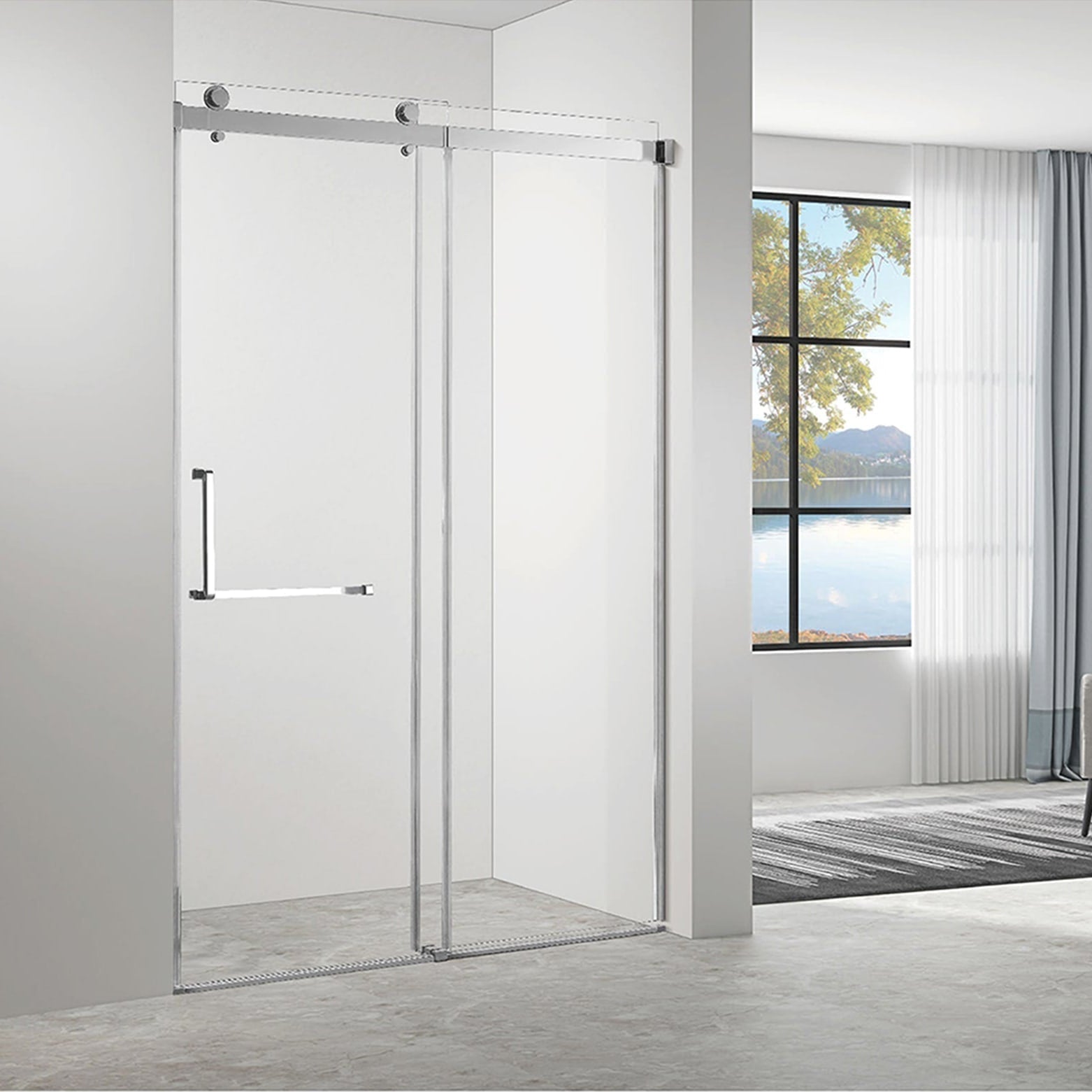 Good Price Stainless Steel Gold Frameless Shower Enclosures Rooms Shower Door Rollers Sliding Shower Door ST-9051