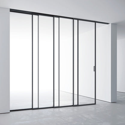 Home Hotel Luxury Balcony Four Glass Panels Customizable Aluminum Frame Sliding Panoramic Door  panorama sliding doors