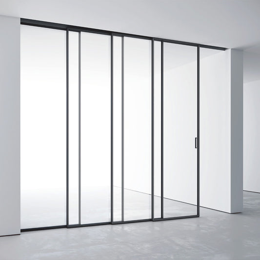 Home Hotel Luxury Balcony Four Glass Panels Customizable Aluminum Frame Sliding Panoramic Door  panorama sliding doors