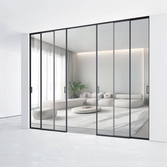 Interior Automatic Panoramic Sliding Door Windproof And Insulation Sliding Doors With Big Field Of Vision for sale