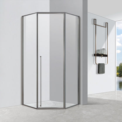 Luxury Diamond Shape Corner Design Matte Black Framed Pivot Shower Door Tempered Glass Bathroom Shower Room ST-9017