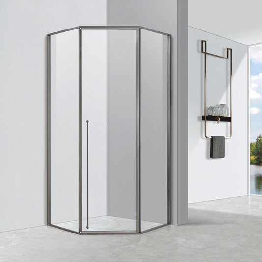 Luxury Diamond Shape Corner Design Matte Black Framed Pivot Shower Door Tempered Glass Bathroom Shower Room ST-9017
