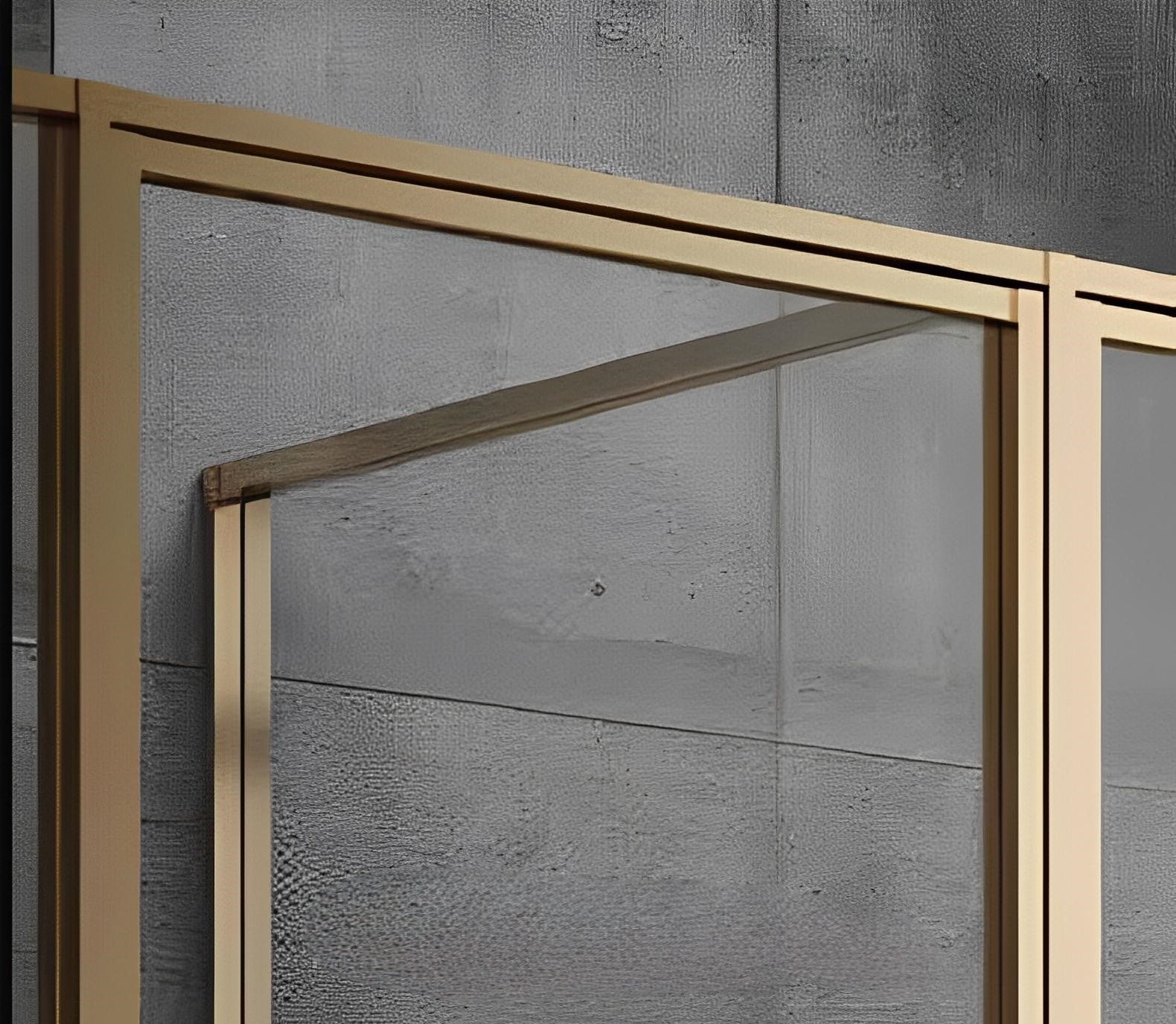 Modern Brushed Gold Frame clear Tempered Glass Swing Shower Room Door 