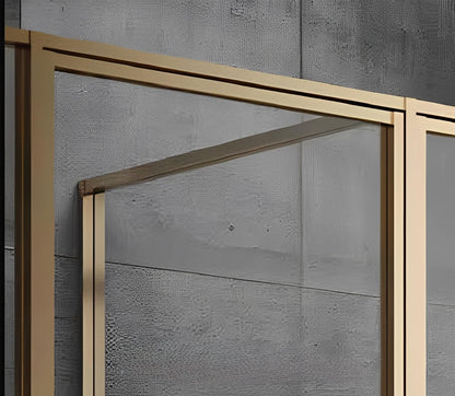 Modern Brushed Gold Frame clear Tempered Glass Swing Shower Room Door 