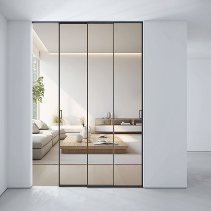Modern Design Slim Frame Aluminium Thermal Break Glass panoramic sliding glass doors