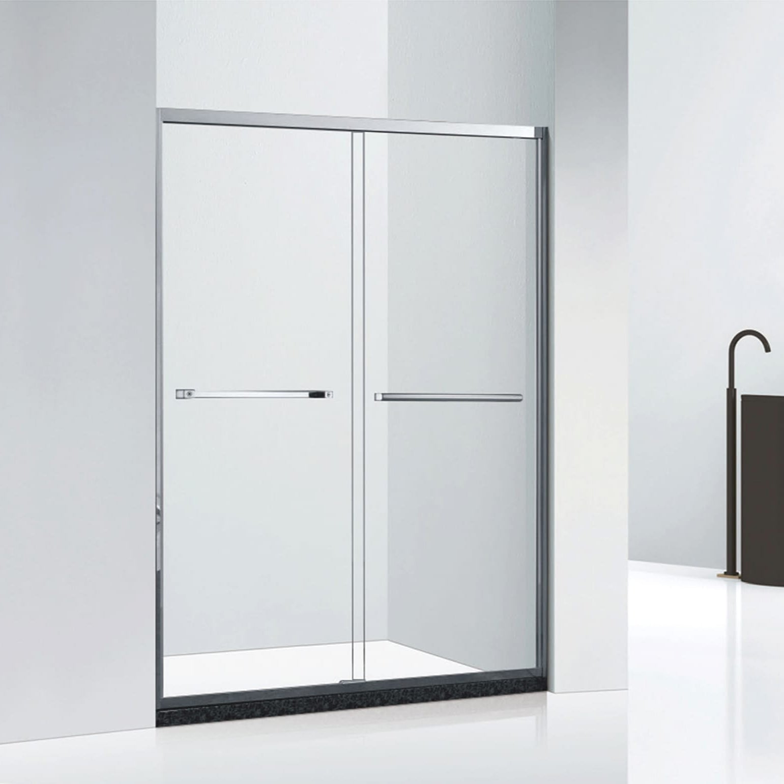 Modern Tempered Glass Straight Sliding Door for Hotels Wet&Dry Separation 8mm Thickness Polished Frame Bathroom Shower Enclosure ST-9032