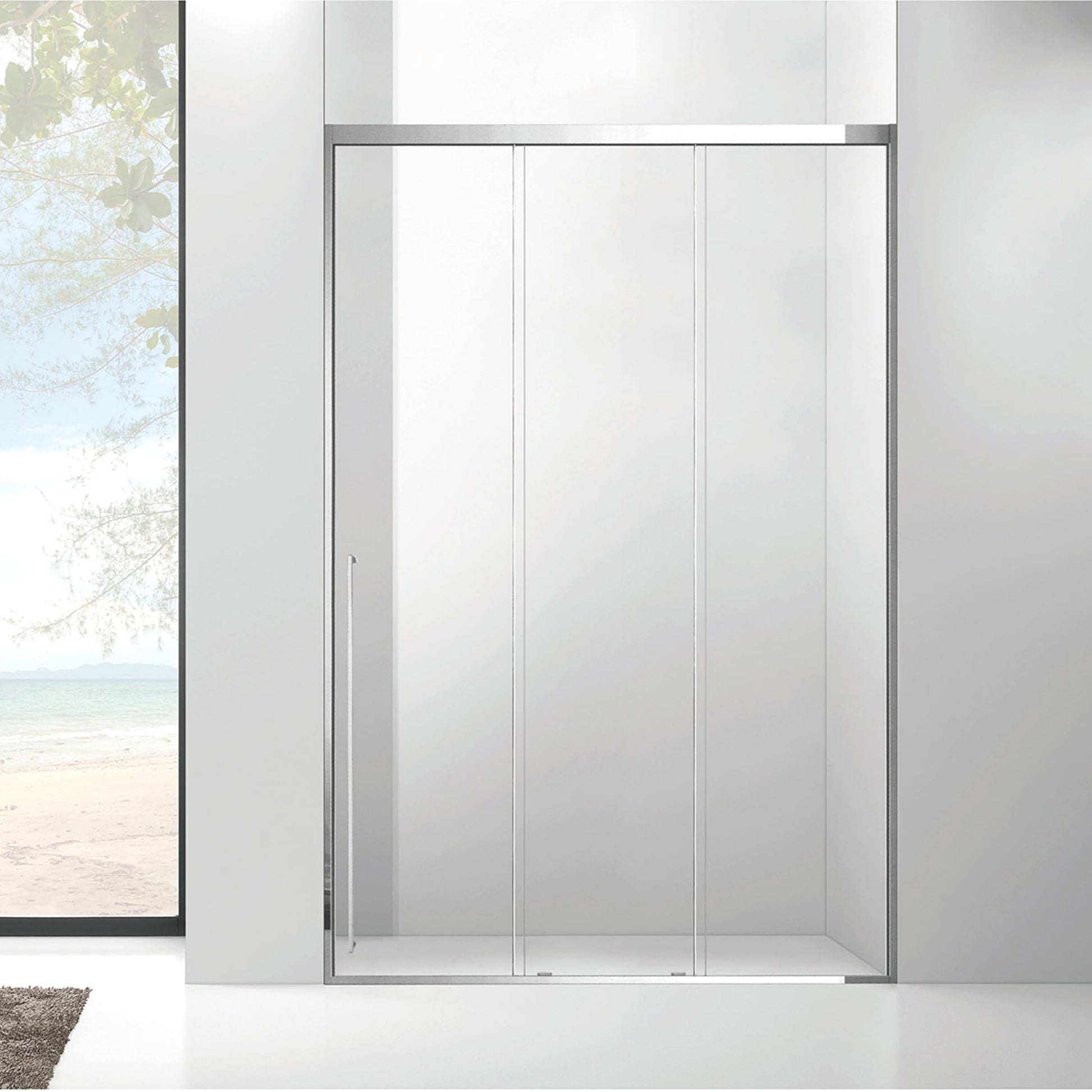New Style Triple Sliding 3 Tempered Glass Shower Door Bathroom Silver Enclosure ST-9040