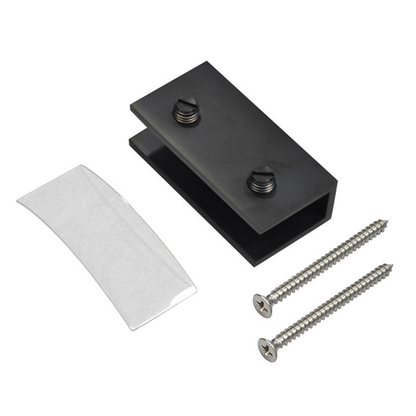 No Drill Fixed Panel Glass Clamps Matte Black