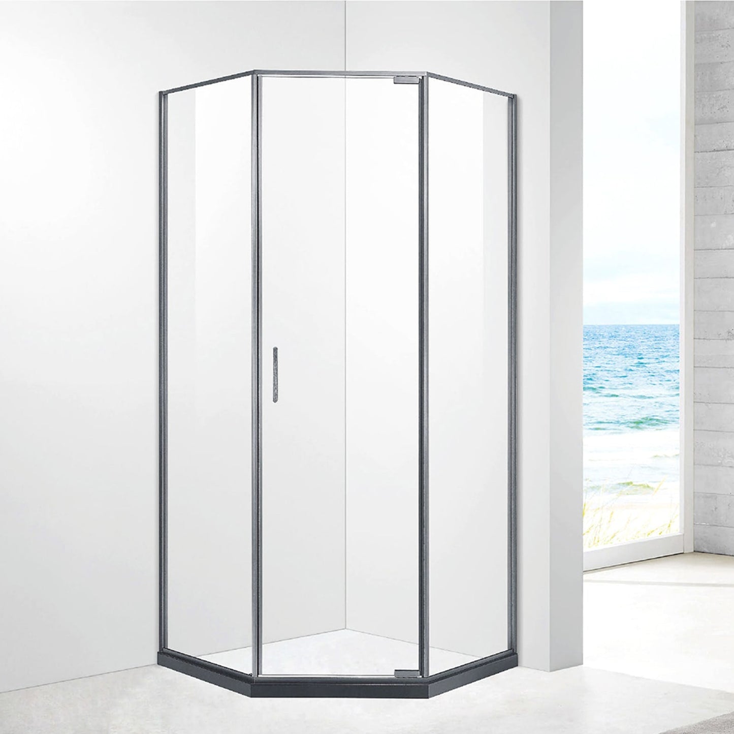 Polished Chorme Custom Bathroom Door Dimand shaped Shower Room Corner Shower Enclosure ST-9018