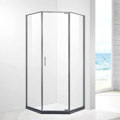 Polished Chorme Custom Bathroom Door Dimand shaped Shower Room Corner Shower Enclosure ST-9018
