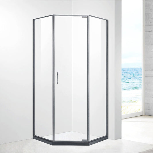 Polished Chorme Custom Bathroom Door Dimand shaped Shower Room Corner Shower Enclosure ST-9018