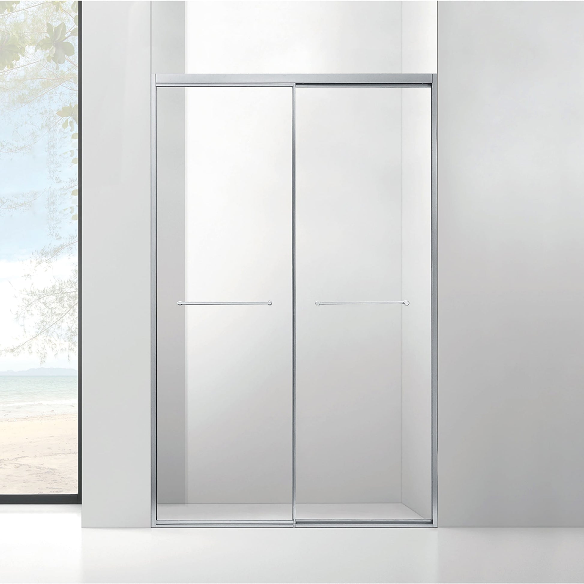 Polished Chorme Shower Room Double Sliding Framed Aluminum Tempered Glass Shower Door ST-9025