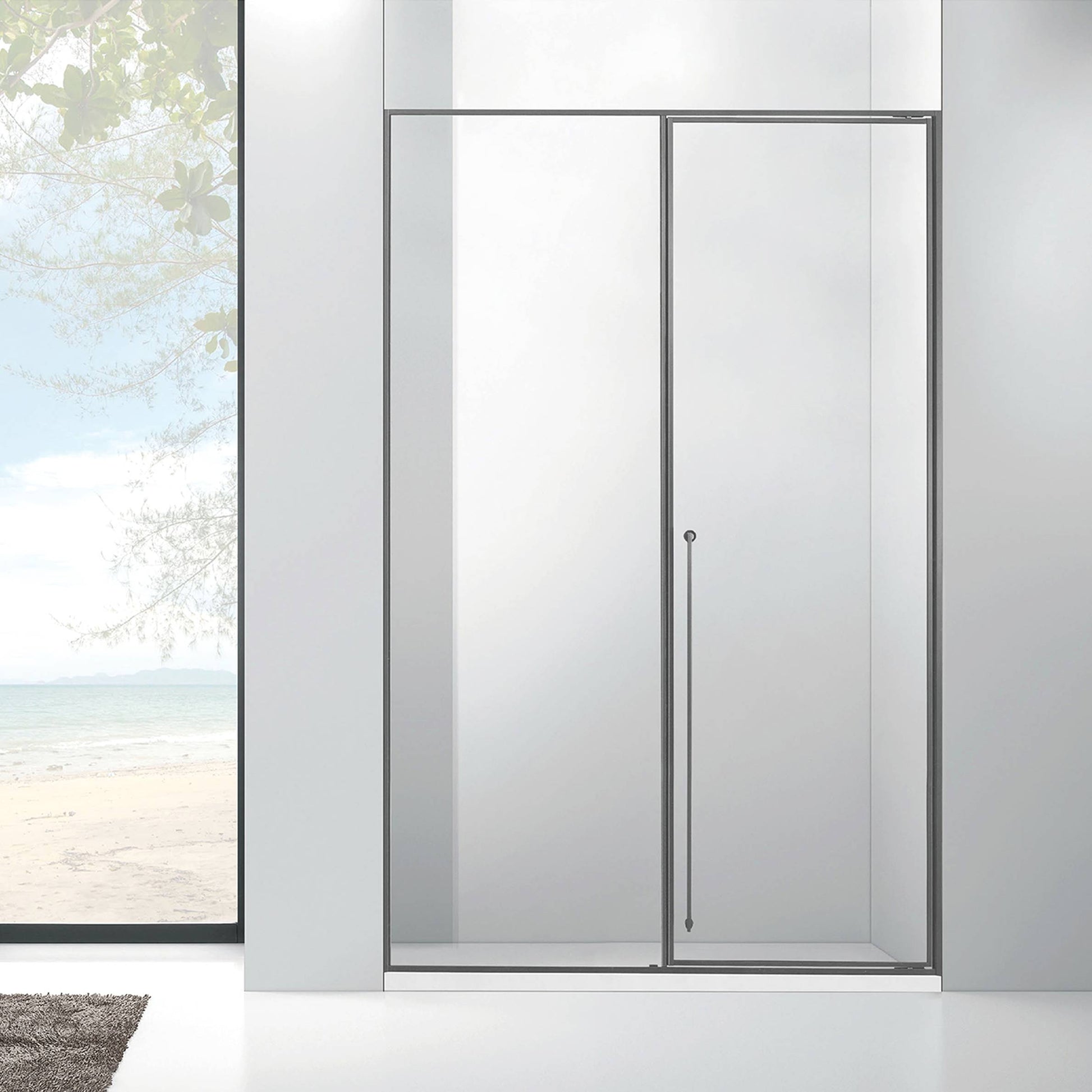 New Design Bathroom Enclosure Swing Door Tempered Glass Simple Shower Room Pivot Shower Door Framed Shower Doors ST-9008