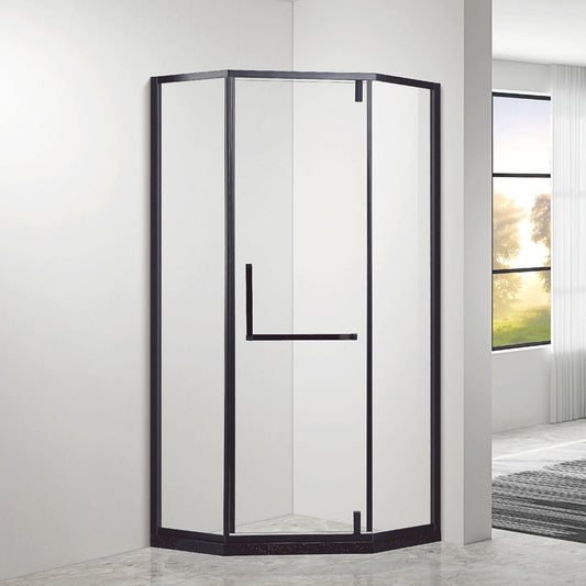 Stylish Modern Swing Shower Door - Tempered Glass Bathroom Screen for Space-Saving Matte Black ST-9021