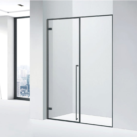 Framed Swing Shower Door - Tempered Glass Bathroom Enclosure Kit, Black/Gold/Brushed for Hotel & Modern Cabin ST-9022