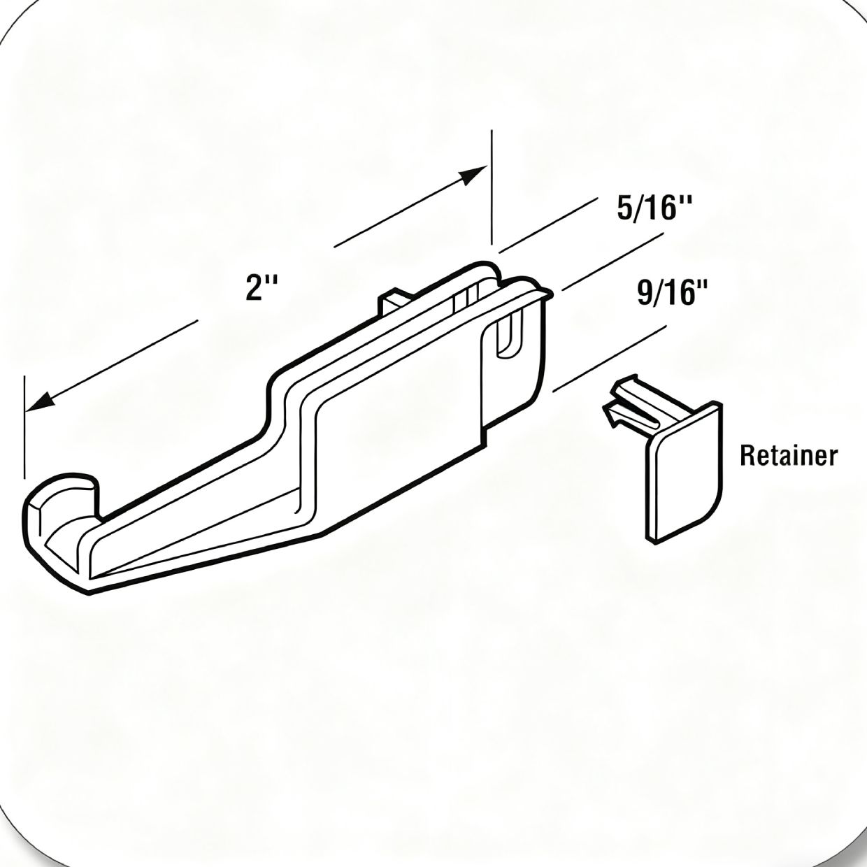 Shower Door Bottom Guide Size, 2 In. Reach, Nylon Construction, Bottom Mount