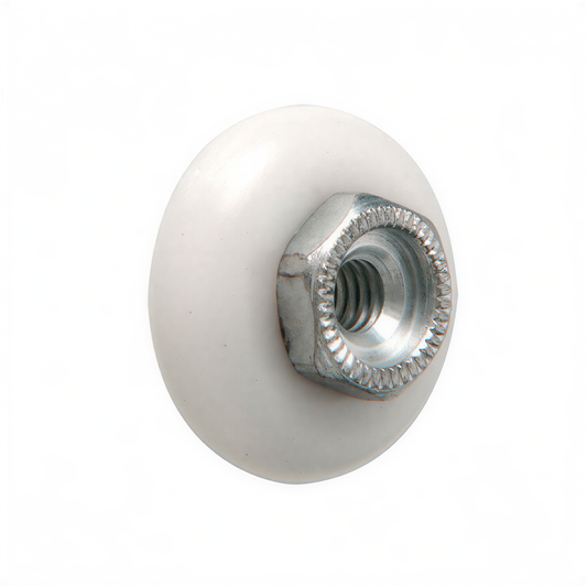 Shower Door Roller, 3/4 In. Diameter, Flat Edge Nylon Tire, Steel Ball Bearings, Threaded Hex Head Hub (4 Pack)
