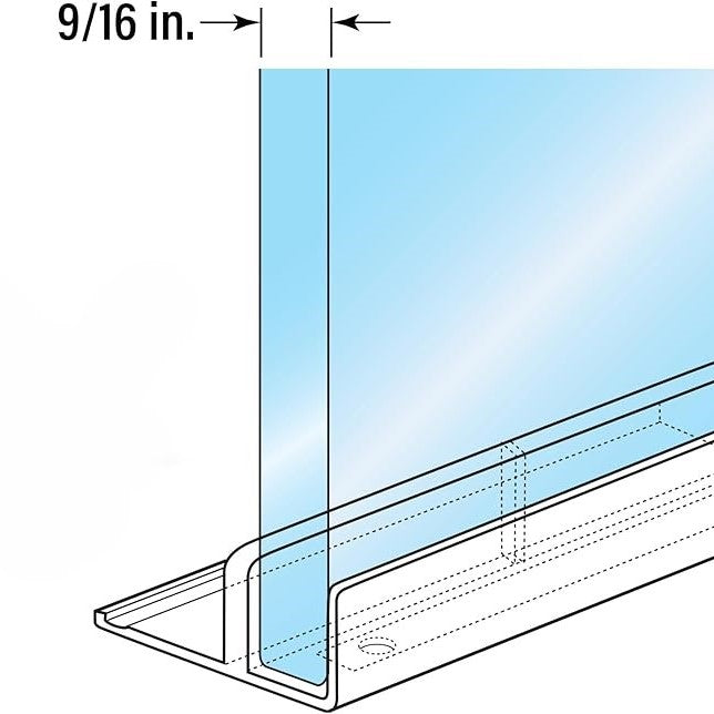 Sliding Shower Door Bottom Guide Size, 5/8 In. Channels, Plastic Construction for 9/16-inch tempered glass
