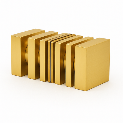 Square Back to Back Style Knobs Modern Gold