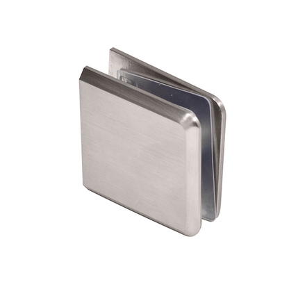 Square Beveled Glass Clamps Brushed Nickel