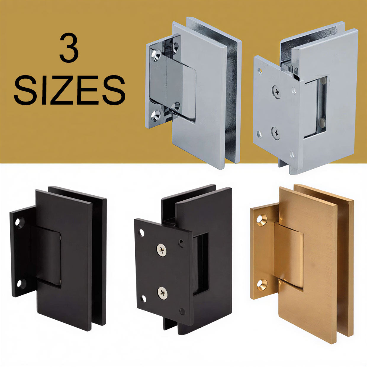 Square Shower Door Hinge Short Back Plate Solid Brass