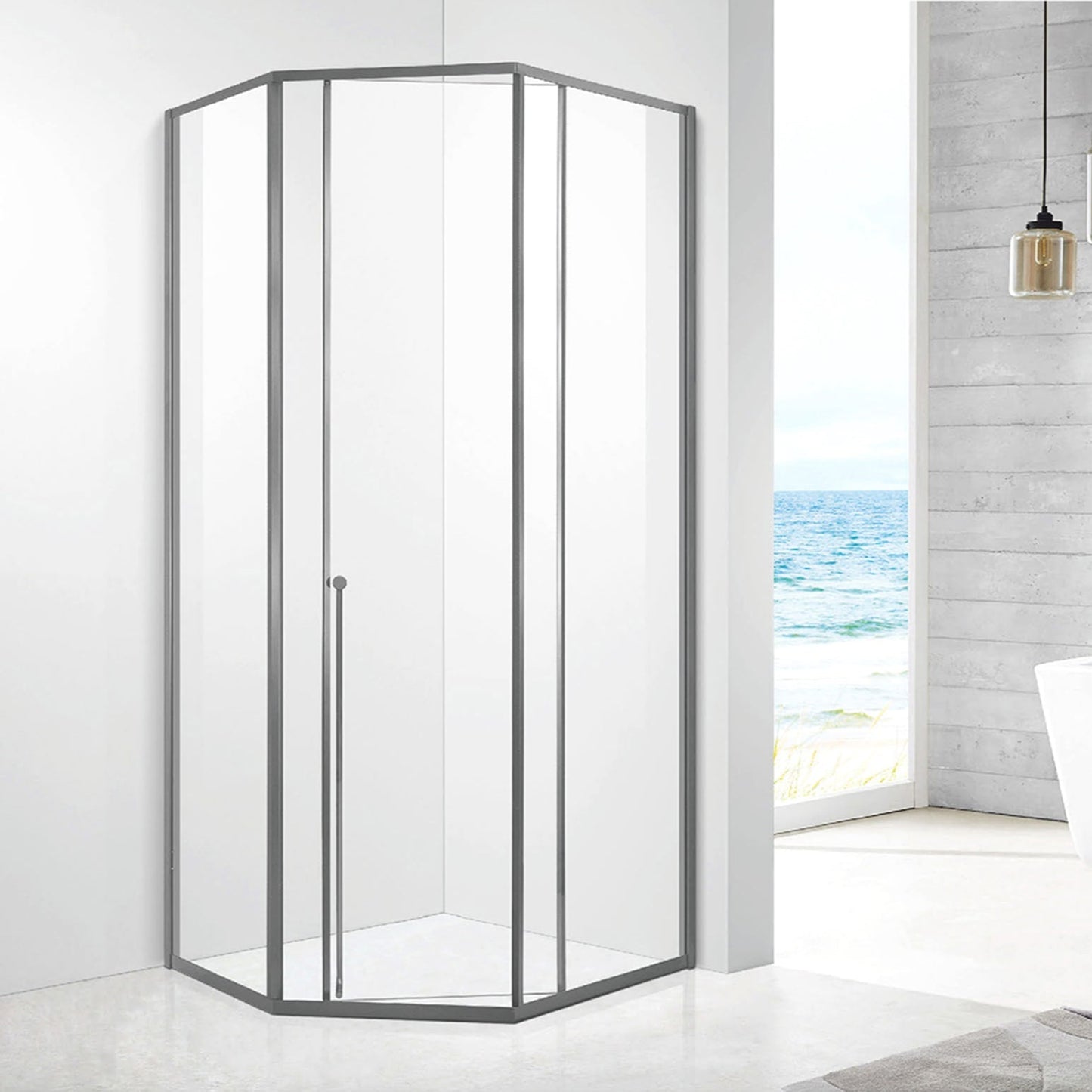 Stainless Steel Aluminum Frame Corner Shower Enclosure Sliding Door for Hotel Apartment Home Bathroom Decoration ST-9044